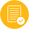 Yellow icon of sheet with checkmark