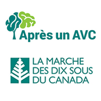 Le logo d'Après un AVC et le logo de la Marche des dix sous du Canada