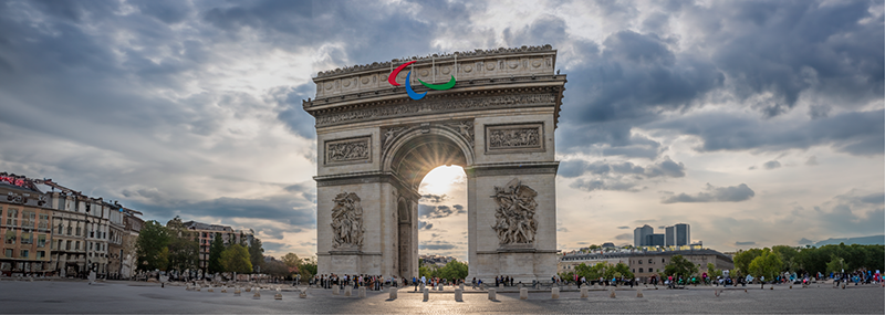 Paris paralympics symbol on the Arc de Triomphe