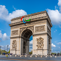 Paris paralympics symbol on the Arc de Triomphe