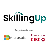 Logos : SkillingUp en partenariat avec Microsoft et Fondation CIBC