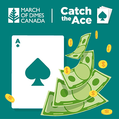 illustration of an ace playing card with money falling down beside it