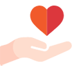 Une icône d’un cœur soutenu par une main ouverte