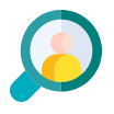 icon of magnifying glass looking at a person