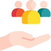 icon of hand supporting group of people