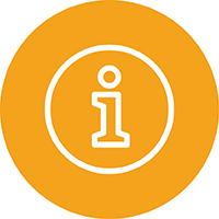 icon of an "i" within a yellow circle representing information