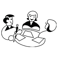 people sitting at a table icon