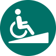 person in wheelchair on ramp icon